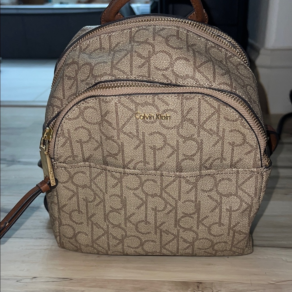 Calvin Klein Beige Monogram Backpack